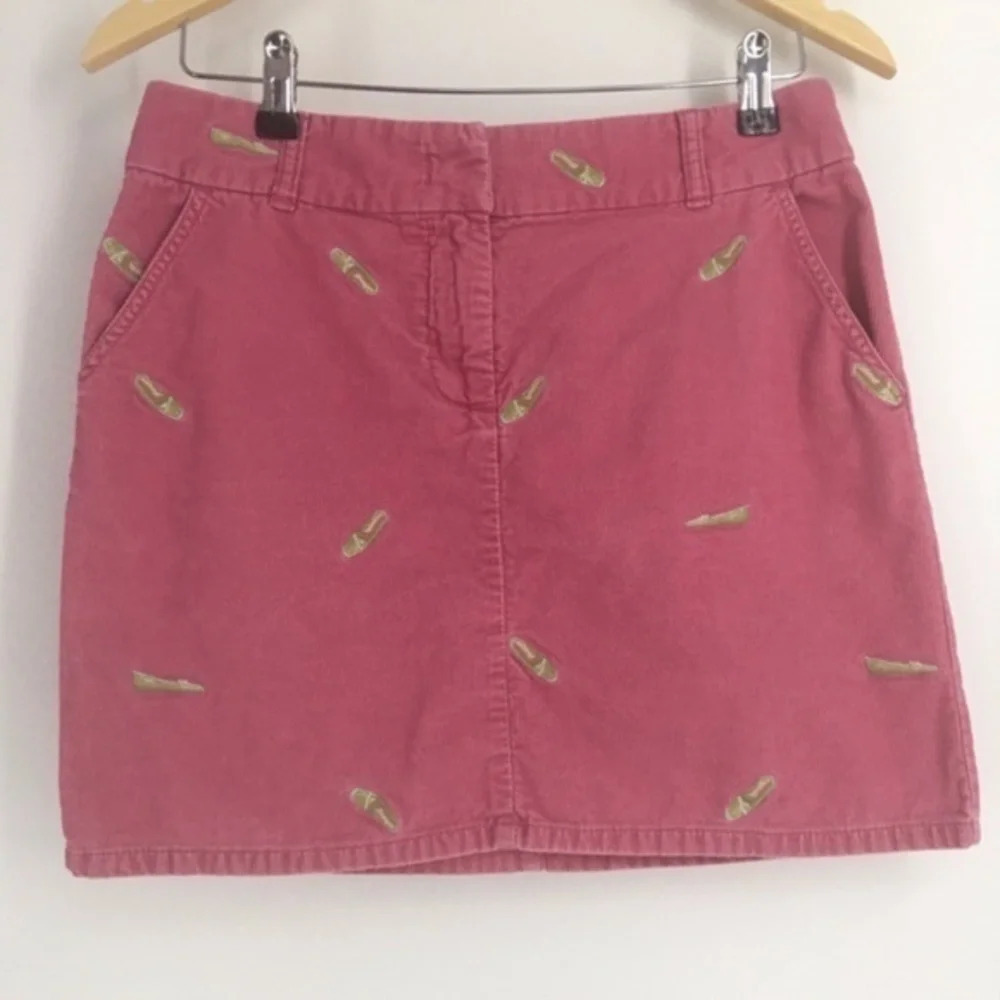 J. Crew Pink Corduroy Embroidered  Mini Skirt 10